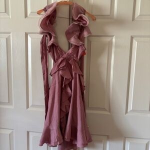 Rose ruffled backless dress